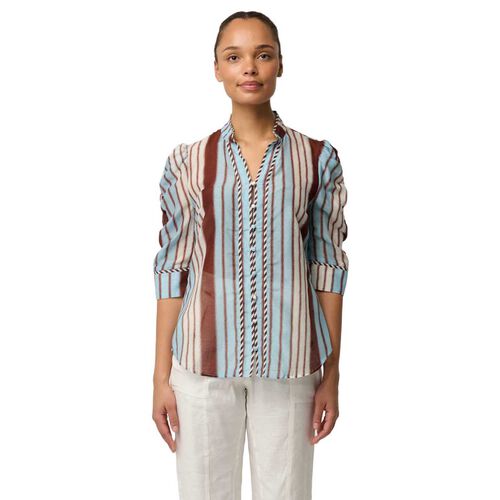 OnceWas Calantha Cotton Silk Contrast Blouse